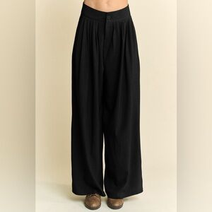 🟠 355B. Pleated Wide Leg Trouser Pants